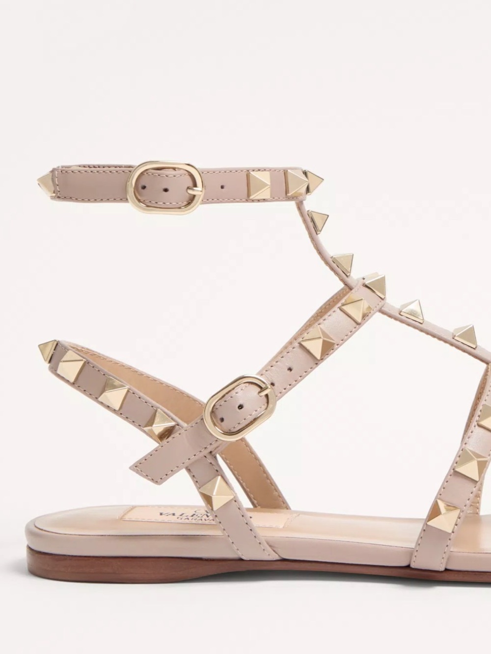 Valentino Garavani Rockstud Flat Calfskin Sandal With Straps size 38 - Picture 6 of 17